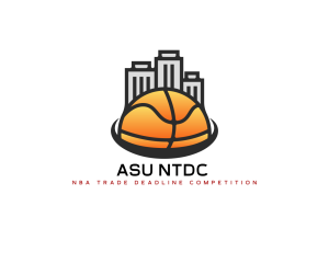 AASU NTDC, NBA Trade Deadline Competition logo with three buildings behind an orange basketball